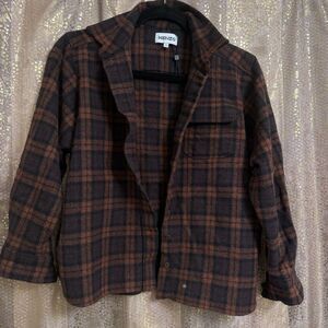 KENZO Brown Black Wool Flannel Button Down Shirt Women's S/M FR38